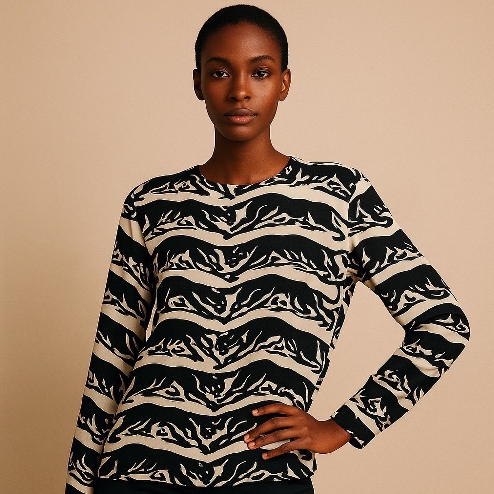 The Kooples Panther Print Blouse – Paris Designer Style 26028K Size S (1)